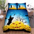 Halloween Jack-O-Lantern With Bats And Castle Bed Sheets Spread Duvet Cover Bedding Sets