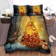A Small Figure Of Santa Claus On The Christmas Tree Bed Sheets Spread Duvet Cover Bedding Sets