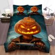 Halloween Jack-O-Lantern With A Sharp Knife Bed Sheets Spread Duvet Cover Bedding Sets