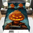 Halloween Jack-O-Lantern With A Sharp Knife Bed Sheets Spread Duvet Cover Bedding Sets
