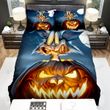 Halloween Jack-O-Lantern With Frightening Cat Bed Sheets Spread Duvet Cover Bedding Sets