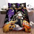 Halloween, Witch, Nibbling Her Candy On A Pumpkin Bed Sheets Spread Duvet Cover Bedding Sets