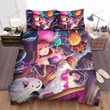 Halloween, Witch, Halloween Witch Hat Witch Cleavage Dress Thigh  Bed Sheets Spread Duvet Cover Bedding Sets