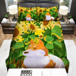 Sunflower Shiba Inu Dog Orange Bed Sheets Spread  Duvet Cover Bedding Sets