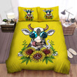 Sunflower Cow Sunglasses Smoking Peace Hippie Bed Sheets Spread  Duvet Cover Bedding Sets