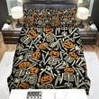 Halloween Skeletons In Jack O Lantern Mask Seamless Pattern Bed Sheets Spread Duvet Cover Bedding Sets