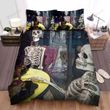 Halloween Skeleton On Dining Table Bed Sheets Spread Duvet Cover Bedding Sets