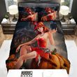 Halloween, Witch, Orange Witch Black Crow Bed Sheets Spread Duvet Cover Bedding Sets