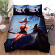 Halloween, Witch, Black Cat Of Orange Witch Bed Sheets Spread Duvet Cover Bedding Sets