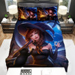 Halloween, Witch, Playing With Cat Bed Sheets Spread Duvet Cover Bedding Sets