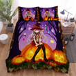 Halloween, Witch, Sitting On The Pumpkin Bed Sheets Spread Duvet Cover Bedding Sets