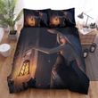 Halloween, Witch, White Witch Holding Lantern Bed Sheets Spread Duvet Cover Bedding Sets