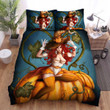 Halloween, Witch, White Witch Orange Pumpkin Bed Sheets Spread Duvet Cover Bedding Sets