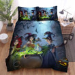 Halloween, Witch, Cooking Together Bed Sheets Spread Duvet Cover Bedding Sets