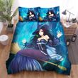 Halloween, Witch, Blue Eyes Witch Art Bed Sheets Spread Duvet Cover Bedding Sets