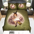 Halloween, Witch, White Dress Witch Moon Night Bed Sheets Spread Duvet Cover Bedding Sets
