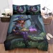 Halloween, Witch, Reading With Her Cats Bed Sheets Spread Duvet Cover Bedding Sets