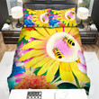 Sunflower Flowers Bird Bees Art Bed Sheets Spread  Duvet Cover Bedding Sets