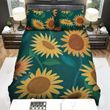 Sunflower Yellow Flowers Art Green Background Bed Sheets Spread  Duvet Cover Bedding Sets