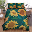 Sunflower Yellow Flowers Art Green Background Bed Sheets Spread  Duvet Cover Bedding Sets