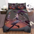 Halloween Witch Flying On Her Scythe Broom Cat Bed Sheets Spread Duvet Cover Bedding Sets