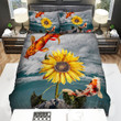 Sunflower Koi Fish Collage Art Bed Sheets Spread  Duvet Cover Bedding Sets