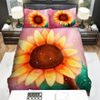 Sunflower Art Design Illustration Pink Background Bed Sheets Spread  Duvet Cover Bedding Sets