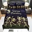 Happy Halloween Four Skeletons Dancing Bed Sheets Spread Duvet Cover Bedding Sets