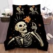 Halloween Skeleton And Brown Leaf Bed Sheets Spread Duvet Cover Bedding Sets