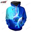 Blue Universe Planets 3d All Over Print Hoodie, Or Zip-up Hoodie