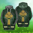 Celtic Cross Gold St Patrick Green 3D All Over Print Hoodie, Or Zip-up Hoodie