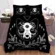 Witch's Cat Skull Black & White & Pagan Mushroom Bed Sheets Spread Duvet Cover Bedding Sets