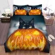 Halloween Black Cat & Jack O Lantern Poly Artwork Bed Sheets Spread Duvet Cover Bedding Sets