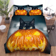 Halloween Black Cat & Jack O Lantern Poly Artwork Bed Sheets Spread Duvet Cover Bedding Sets