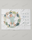 Personalized Wreath Leaves Monthly Milestone Blanket, Newborn Blanket, Baby Shower Gift Adventure Awaits Monthly Growth