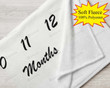 Personalized Minimalist Floral Monthly Milestone Blanket, Newborn Blanket, Baby Shower Gift Track Growth And Age Monthly