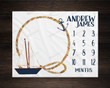 Personalized Sail Boat Monthly Milestone Blanket, Newborn Blanket, Baby Shower Gift Grow Chart Monthly