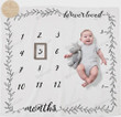 Leaves Frame Monthly Milestone Blanket, Newborn Blanket, Baby Shower Keepsakes Gift