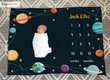 Personalized Planets Stars Monthly Milestone Blanket, Newborn Blanket, Baby Shower Gift Track Growth Keepsake
