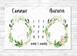 Personalized Greenery Wreaths Monthly Milestone Blanket, Twins Newborn Blanket, Baby Shower Gift Track Growth Keepsake