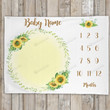 Personalized Sunflower Monthly Milestone Blanket, Newborn Blanket, Baby Shower Gift Track Growth Keepsake