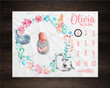 Personalized Sea Life Monthly Milestone Blanket, Newborn Blanket, Baby Shower Gift Track Growth And Age Monthly