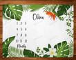 Personalized Tropical Foliage Monthly Milestone Blanket, Newborn Blanket, Baby Shower Gift Grow Chart Monthly