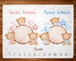 Personalized Cute Bears Monthly Milestone Blanket, Twins Newborn Blanket, Baby Shower Gift Track Growth Keepsake