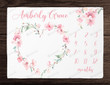 Personalized Cherry Blossoms Monthly Milestone Blanket, Newborn Blanket, Baby Shower Gift Track Growth Keepsake