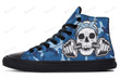 Dumbbell Skull Camo Blue High Top Shoes