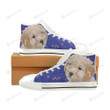 Poochon Dog White Classic High Top Canvas Shoes