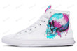 Pink And Blue Splash Skull High Top Shoes