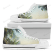Vintage Coconut Tree Print White High Top Shoes For Men And Women