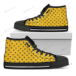Yellow Bee Pattern Print Black High Top Shoes For Men And Women
